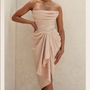 ❗️SOLD - HOUSE OF CB ‘Poppy’ Sand Strapless Corset Dress XS